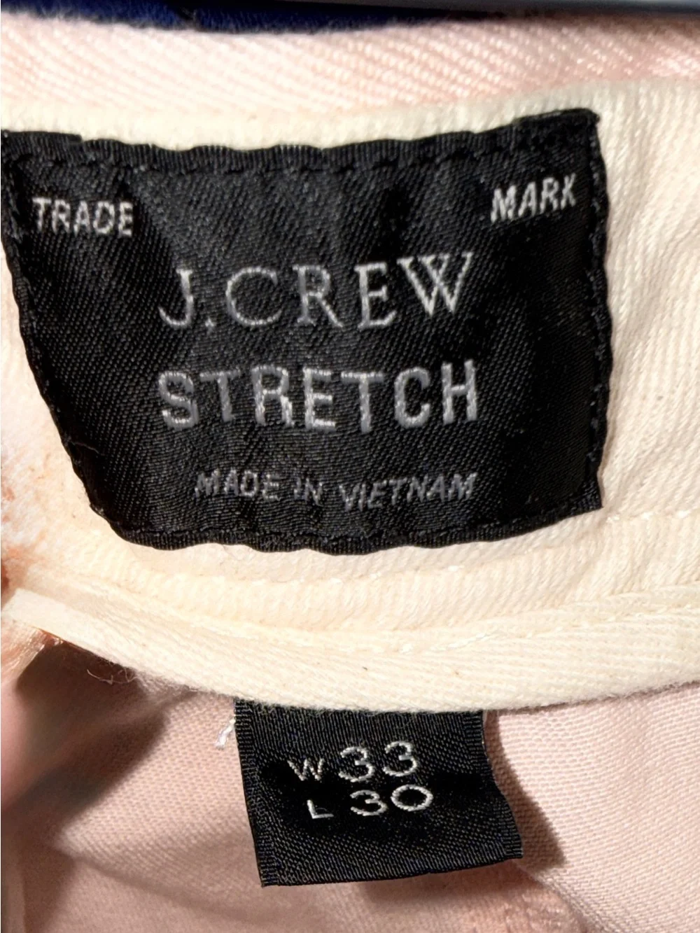 J. Crew Stretch Men’s Slim Chinos in Pale Pink-33”x30”-EC